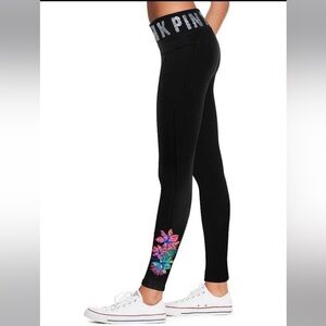 VS PINK TROPICAL BLING FLORAL LEGGINGS L